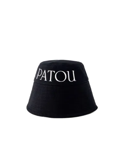 Patou Bucket Hat Cotton Curved Brim In Black