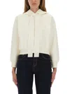Patou Cropped Hoodie With Embossed Logo And Drawstring Hood In Neutral