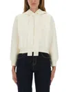 Patou Cropped Hoodie With Embossed Logo And Drawstring Hood In Neutral