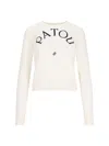 Patou Ribbed Sleeve Crewneck Top In White