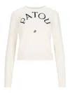 Patou Ribbed Sleeve Crewneck Top In White