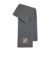 Patou Logo-intarsia Wool Ribbed Scarf In Gray