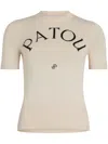 Patou Logo Jacquard Wool-blend Crop Top In Neutrals