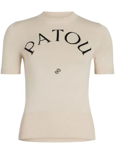 PATOU LOGO-JACQUARD KNITTED TOP