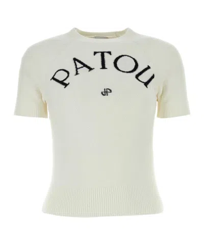 PATOU LOGO-JACQUARD TERRY-KNIT TOP