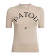 Patou Logo Jacquard Wool-blend Crop Top In Beige