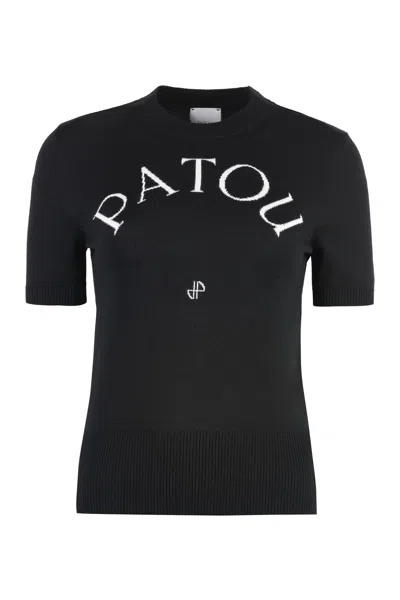Patou Logo Knitted T-shirt In Black