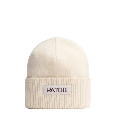 Patou Logo Label Knit Beanie In Black