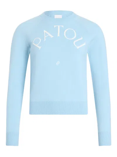 Patou Logo Long-sleeved Sweater In Blue