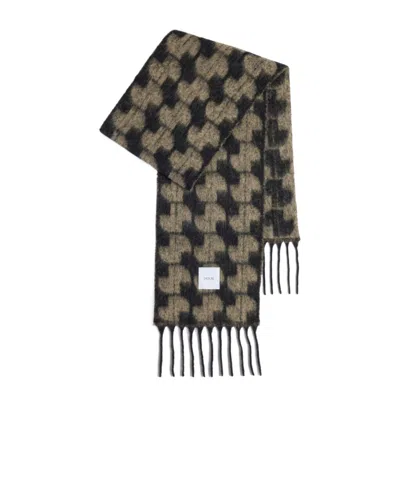 Patou Logo-patch Alpaca Scarf In Green