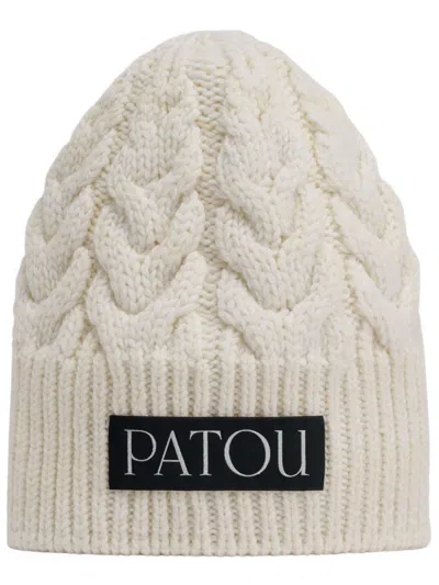 Patou Logo-patch Beanie In Nude