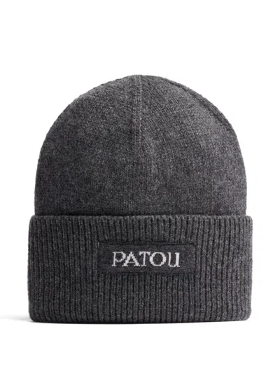 Patou Logo-patch Beanie Hat In Gray