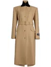 Patou Logo-patch Belted Coat In Neutrals