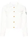 Patou Logo-patch Cropped Denim Jacket In White
