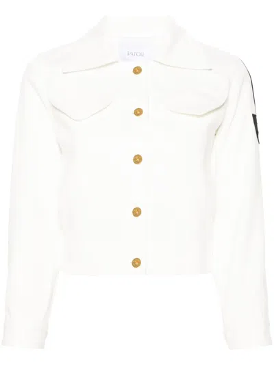 Patou Logo-patch Cropped Denim Jacket In White