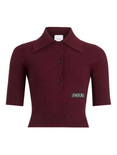 Patou Logo-patch Polo Top In Red