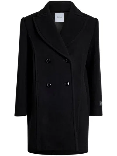 Patou Logo-patch Recycled Wool Coat In Black