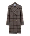 Patou Grey Checkerboard Wool Soft Tailored Coat In Black