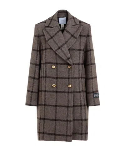 Patou Grey Checkerboard Wool Soft Tailored Coat