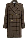 Patou Grey Checkerboard Wool Soft Tailored Coat In Brown