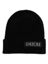 Patou Logo-patch Wool Beanie In Black