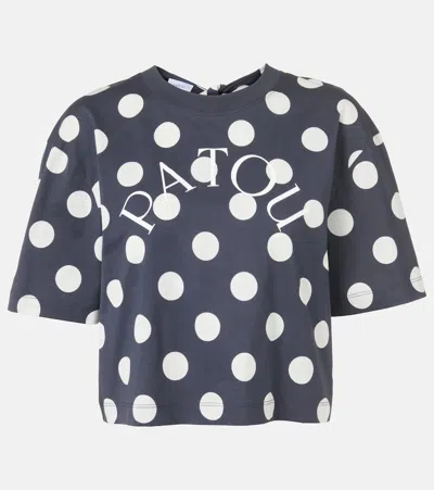 PATOU LOGO POLKA-DOT COTTON CROP TOP