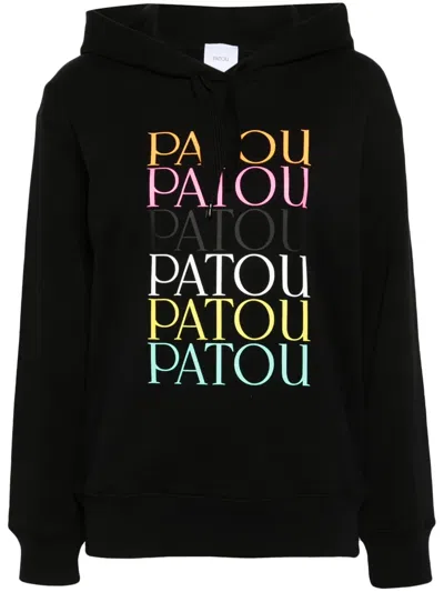 Patou Logo-print Cotton Hoodie In Black