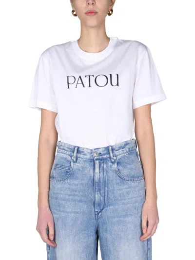 Patou Logo Print Crewneck T-shirt In White