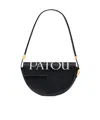 Patou Logo Print Fold-over Top Shoulder Bag In Black