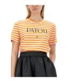 Shop Patou Logo-print Striped T-shirt In Black