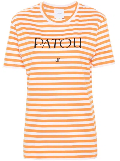 Patou Embroidered Cotton T-shirt In Orange