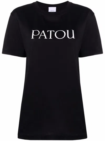 PATOU BLACK LOGO-PRINT T-SHIRT