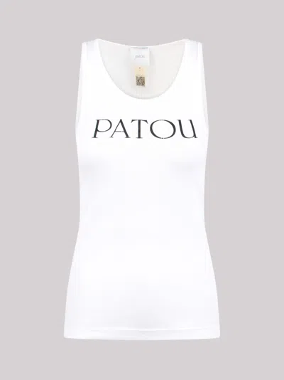 Patou Logo Print Tank Top In White