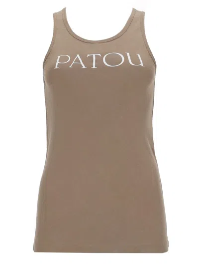 Patou Sleeveless Round Neck Womens Fashion Top In Brown