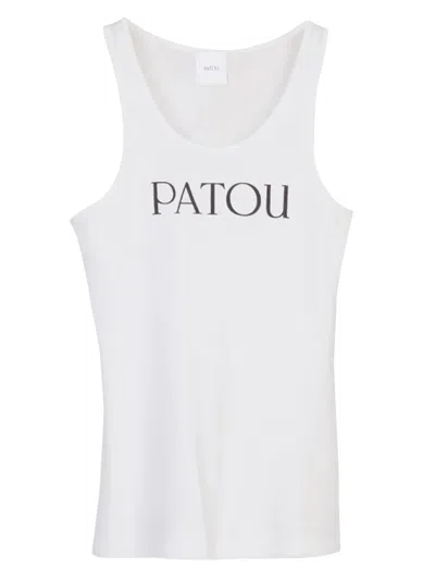 Patou Logo Print Tank Top In White