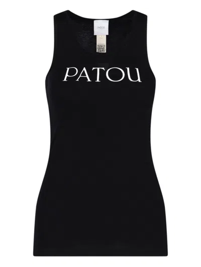 Patou Logo Printed Sleeveless Tank Top In Black