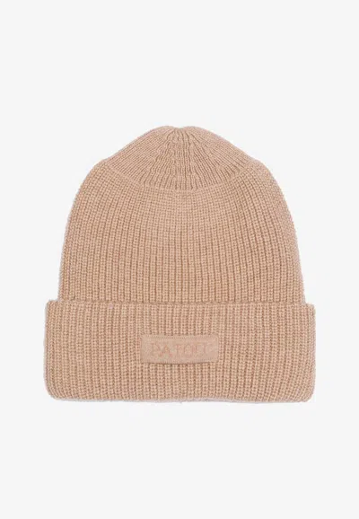 PATOU LOGO RIBBED WOOL BEANIE