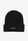 Patou Logo Ribbed Wool Beanie In Black