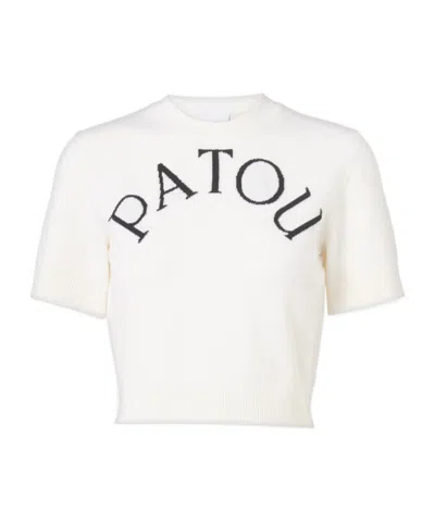 Patou Logo Short-sleeved Sweater In White