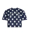 Patou Bow Detail Cropped Top With Polka Dots In Blue