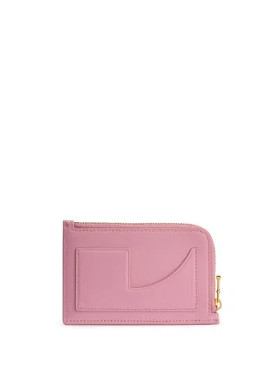 Patou Logo-stamp Leather Cardholder In Pink