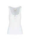 Patou White Scoop-neck Ribbed Tank Top In White