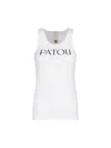 Patou Ribbed Sleeveless Cotton Tank With Round Neckline In White
