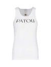 Patou Ribbed Sleeveless Cotton Tank With Round Neckline In White