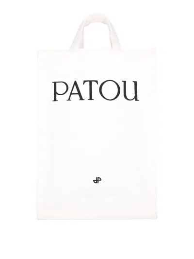 Patou Logo Vertical Tote Bag In White