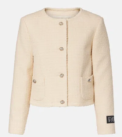 Patou Logo Wool-blend Bouclé Jacket In Neutral