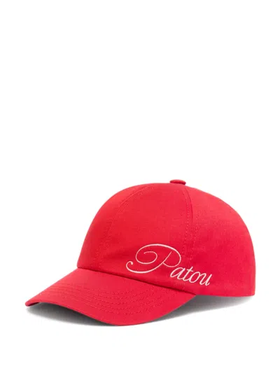 Patou Logo-embroidered Cap In Lipstick Red