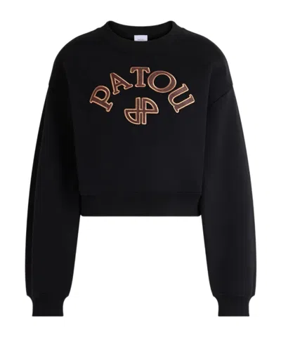Patou Logo-embroidered Cropped Sweatshirt In Black