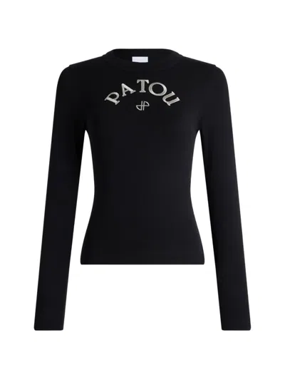 Patou Logo-print Long-sleeve T-shirt In Black