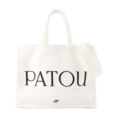 Patou Logo-printed Cotton Tote Bag In White